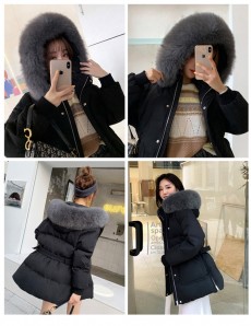 두툼한 심플 모피 패딩