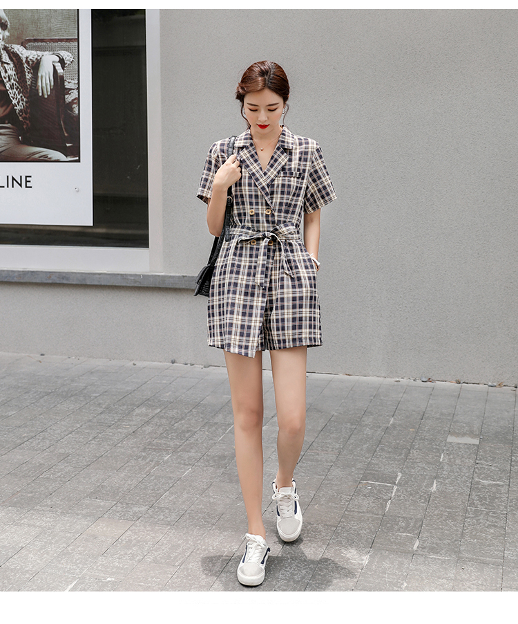 하이 슬림 체크무늬 원피스